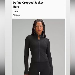 Lululemon cropped define jacket size 4 NULU